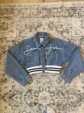 Sean John Cropped Denim Jacket Blue
